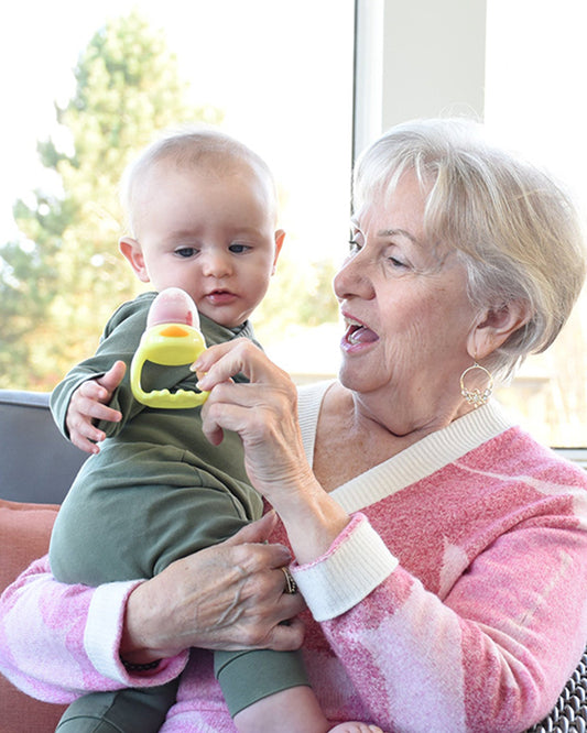 Melii Silicone Fresh Food Feeder & Teether-Duck-Long Handles-Microwave Safe-Pack of 2-For Infants