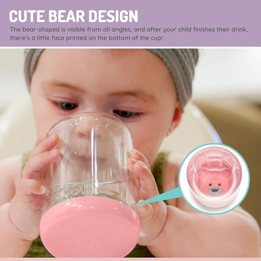 Melii Double Walled Bear Cup-Pink-145 ml-BPA Free & Dishwasher Safe-For Infants