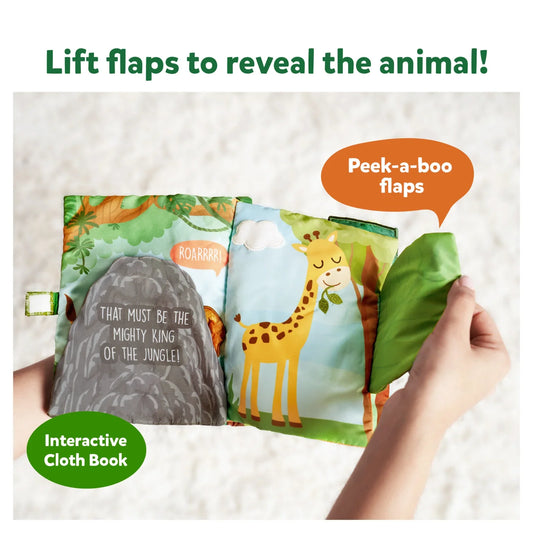 Skillmatics Peek A Boo Jungle Theme Cloth Book-8 Colorful Pages-Enhances Tactile Stimulation-Learning & Educational Toys-6M+