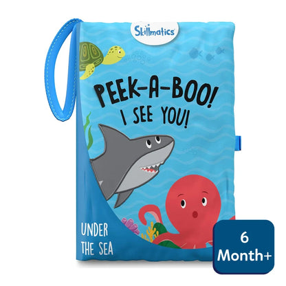 Skillmatics Peek-A-Boo Under The Sea Cloth Book-8 Colorful Pages-Enhances Tactile Stimulation-Learning & Educational Toys-6M+