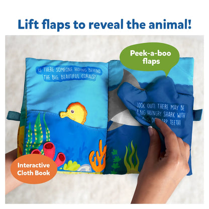 Skillmatics Peek-A-Boo Under The Sea Cloth Book-8 Colorful Pages-Enhances Tactile Stimulation-Learning & Educational Toys-6M+