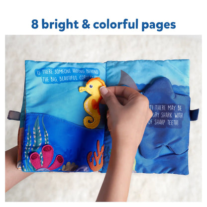 Skillmatics Peek-A-Boo Under The Sea Cloth Book-8 Colorful Pages-Enhances Tactile Stimulation-Learning & Educational Toys-6M+