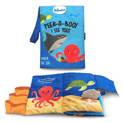 Skillmatics Peek-A-Boo Under The Sea Cloth Book-8 Colorful Pages-Enhances Tactile Stimulation-Learning & Educational Toys-6M+