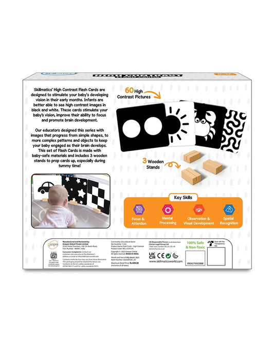 Skillmatics High Contrast Flash Cards-60 Cards-Engages Child Attention-Learning & Educational Toys-0 to 12M