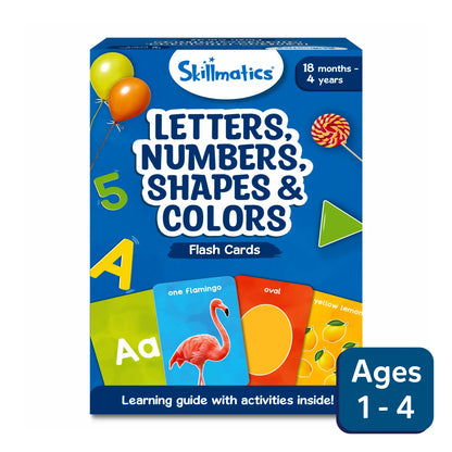 Skillmatics Letters, Numbers, Shapes & Colors Flash Cards-50 Double Sides Cards-Enhances Learning-Learning & Educational Toys-12M+