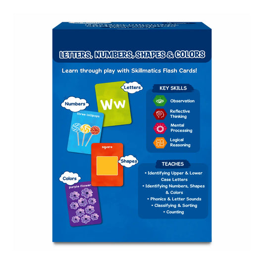 Skillmatics Letters, Numbers, Shapes & Colors Flash Cards-50 Double Sides Cards-Enhances Learning-Learning & Educational Toys-12M+
