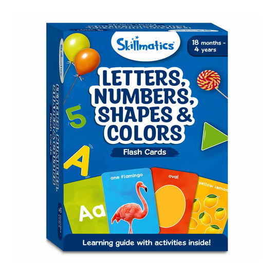 Skillmatics Letters, Numbers, Shapes & Colors Flash Cards-50 Double Sides Cards-Enhances Learning-Learning & Educational Toys-12M+