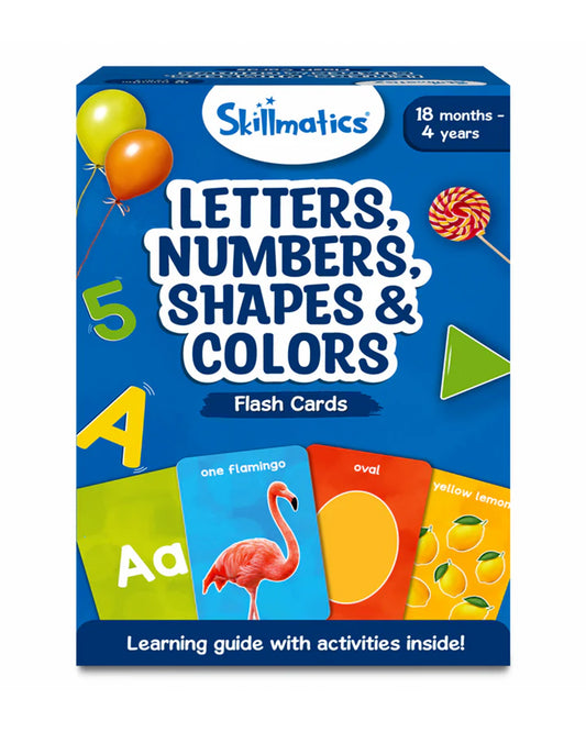 Skillmatics Letters, Numbers, Shapes & Colors Flash Cards-50 Double Sides Cards-Enhances Learning-Learning & Educational Toys-12M+