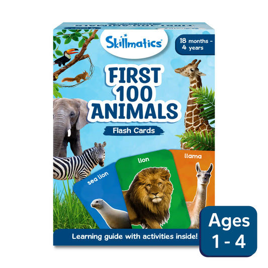 Skillmatics First 100 Animals Flash Cards-50 Double Sides Cards-Enhances Learning-Learning & Educational Toys-12M+