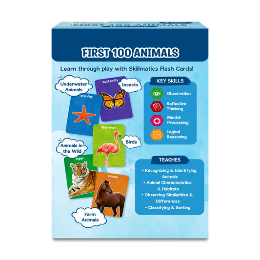 Skillmatics First 100 Animals Flash Cards-50 Double Sides Cards-Enhances Learning-Learning & Educational Toys-12M+