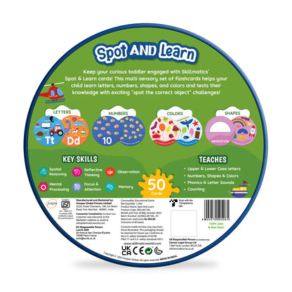Skillmatics Spot and Learn Flash Cards-50 Double Sided Cards-Learning & Educational Toys-12M+