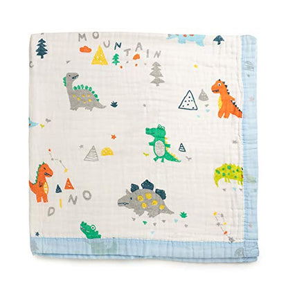 Kicks & Crawl Dino Land Quilted Blanket-100% Cotton Muslin-Multicolor-For Infants