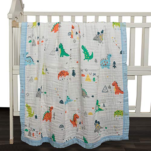 Kicks & Crawl Dino Land Quilted Blanket-100% Cotton Muslin-Multicolor-For Infants