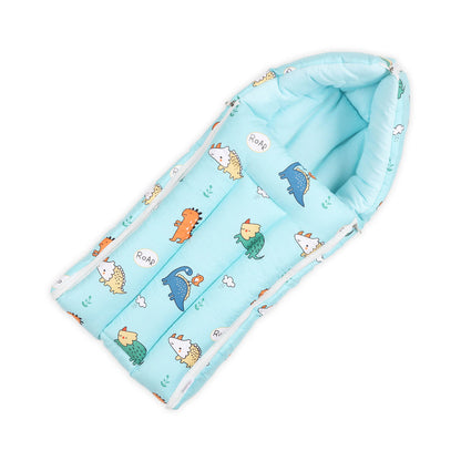 Kicks & Crawl Dino Darling Baby Carrier Nest-Softest Micro Fibre-With 3 Way Zip For Easy Change-Blue-Newborn Bed