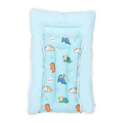 Kicks & Crawl Dino Darling Baby Carrier Nest-Softest Micro Fibre-With 3 Way Zip For Easy Change-Blue-Newborn Bed