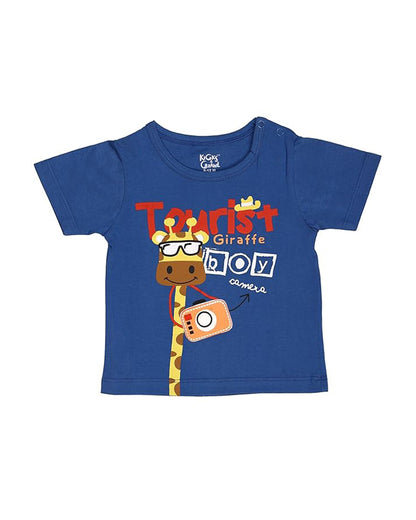 Kicks & Crawl Blue T-shirt-Printed-Cotton-For Infants