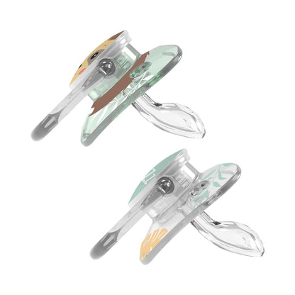 Dr. Brown's Prevent Shield Soother-Suction Free Air Channel-Stage 2-Orthodontic-6 to 12M-Pack of 2-Brown & Teal-Pacifier