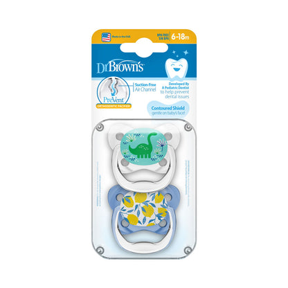 Dr. Brown's Prevent Soother-Butterfly Shield-Blue-Orthodontic-6 to 18M-Pacifier-Pack of 2