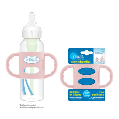 Dr. Brown's 100% Silicone Handles-For Narrow Feeding Bottles-BPA Free-Pink