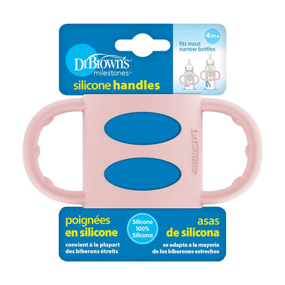 Dr. Brown's 100% Silicone Handles-For Narrow Feeding Bottles-BPA Free-Pink