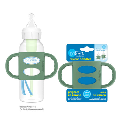 Dr. Brown's 100% Silicone Handles-For Narrow Feeding Bottles-BPA Free-Green