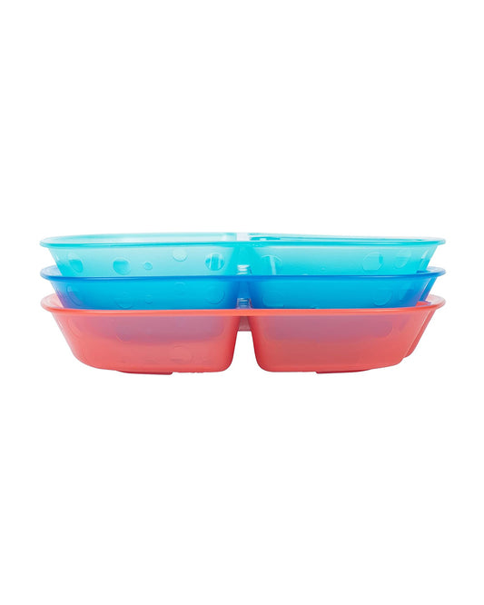 Dr. Brown's Weaning Divided Plates-Microwave & Dishwasher Safe-Pack of 3-Multicolor-For Feeding Infants