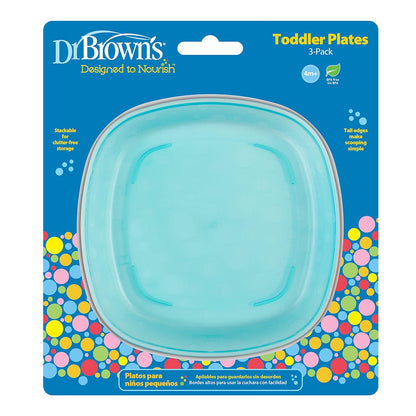 Dr. Brown's Weaning Toddler Plates-Microwave & Dishwasher Safe-Pack of 3-Multicolor-For Feeding Infants