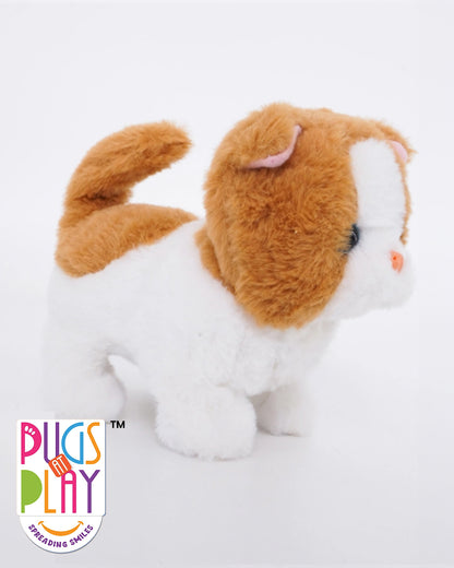 Pugs at Play Bella Walking Cat-Stuffed Animal-Realistic Sounds-Safe and Durable-Battery Operated-Interactive Plush Cuddly Toy For Newborn