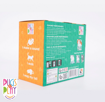 Pugs at Play Bella Walking Cat-Stuffed Animal-Realistic Sounds-Safe and Durable-Battery Operated-Interactive Plush Cuddly Toy For Newborn