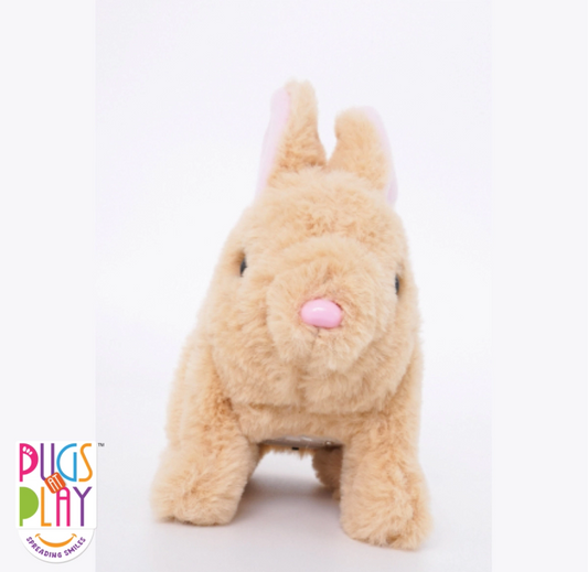 Pugs at Play Cookie Jumping Rabbit-Stuffed Animal-Realistic Sounds-Safe and Durable-Battery Operated-Interactive Plush Cuddly Toy For Newborn