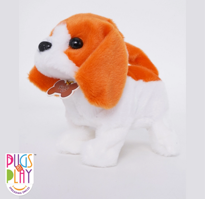 Pugs at Play Buddy The Beagle Walking Dog-Real Animal Sound, Wag Tails-Interactive Plush Cuddly Toy For Newborn