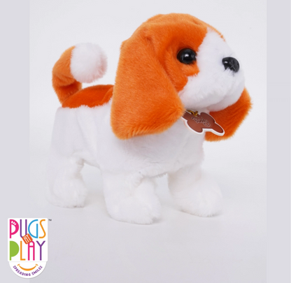 Pugs at Play Buddy The Beagle Walking Dog-Real Animal Sound, Wag Tails-Interactive Plush Cuddly Toy For Newborn