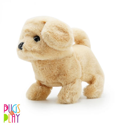 Pugs at Play Goldie The Golden Retriever Walking Dog-Stuffed Animal-Realistic Sounds-Safe and Durable-Battery Operated-Interactive Plush Cuddly Toy For Newborn