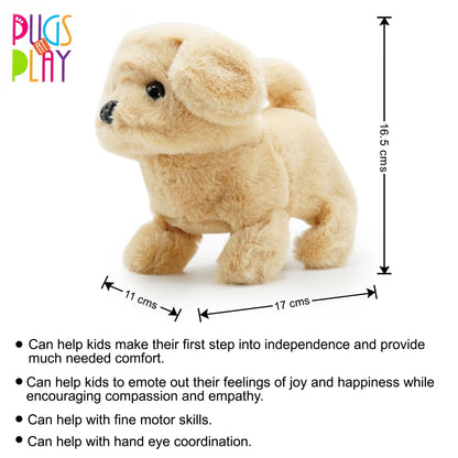 Pugs at Play Goldie The Golden Retriever Walking Dog-Stuffed Animal-Realistic Sounds-Safe and Durable-Battery Operated-Interactive Plush Cuddly Toy For Newborn