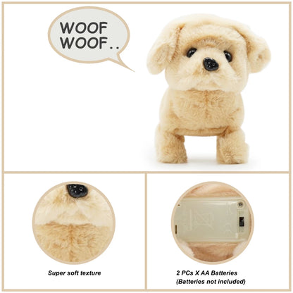 Pugs at Play Goldie The Golden Retriever Walking Dog-Stuffed Animal-Realistic Sounds-Safe and Durable-Battery Operated-Interactive Plush Cuddly Toy For Newborn