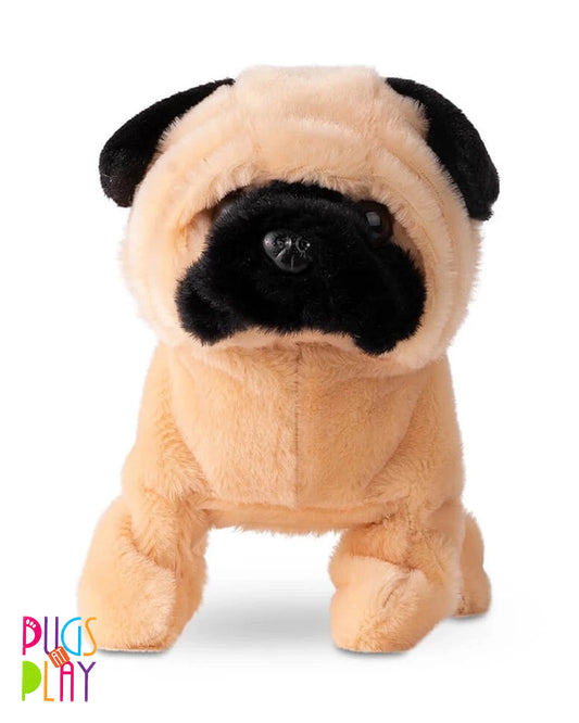 Pugs at Play Peanut The Pug Walking Dog-Stuffed Animal-Realistic Sounds-Safe and Durable-Battery Operated-Interactive Plush Cuddly Toy For Newborn