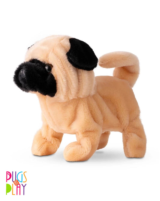 Pugs at Play Peanut The Pug Walking Dog-Stuffed Animal-Realistic Sounds-Safe and Durable-Battery Operated-Interactive Plush Cuddly Toy For Newborn