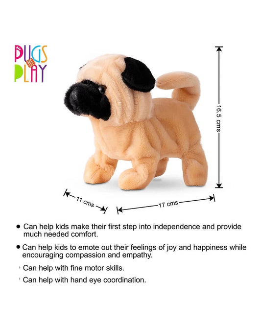 Pugs at Play Peanut The Pug Walking Dog-Stuffed Animal-Realistic Sounds-Safe and Durable-Battery Operated-Interactive Plush Cuddly Toy For Newborn