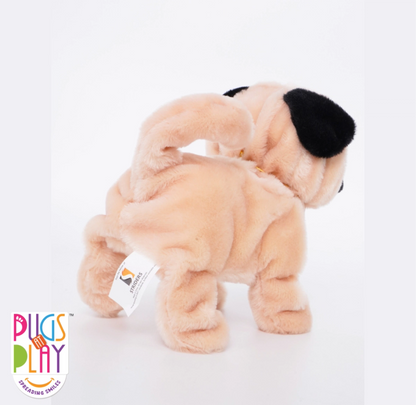 Pugs at Play Peanut The Pug Walking Dog-Stuffed Animal-Realistic Sounds-Safe and Durable-Battery Operated-Interactive Plush Cuddly Toy For Newborn