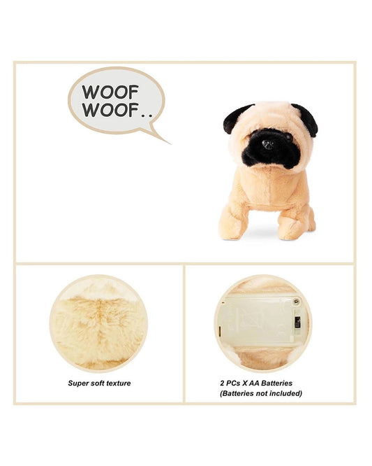 Pugs at Play Peanut The Pug Walking Dog-Stuffed Animal-Realistic Sounds-Safe and Durable-Battery Operated-Interactive Plush Cuddly Toy For Newborn