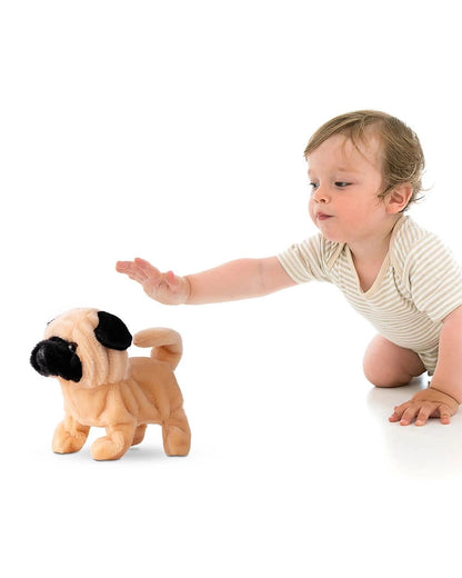 Pugs at Play Peanut The Pug Walking Dog-Stuffed Animal-Realistic Sounds-Safe and Durable-Battery Operated-Interactive Plush Cuddly Toy For Newborn