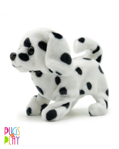 Pugs at Play Spotty The Dalmatian Walking Dog-Stuffed Animal-Realistic Sounds-Safe and Durable-Battery Operated-Interactive Plush Cuddly Toy For Newborn