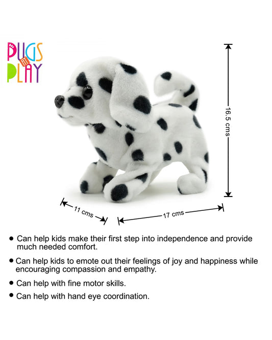 Pugs at Play Spotty The Dalmatian Walking Dog-Stuffed Animal-Realistic Sounds-Safe and Durable-Battery Operated-Interactive Plush Cuddly Toy For Newborn