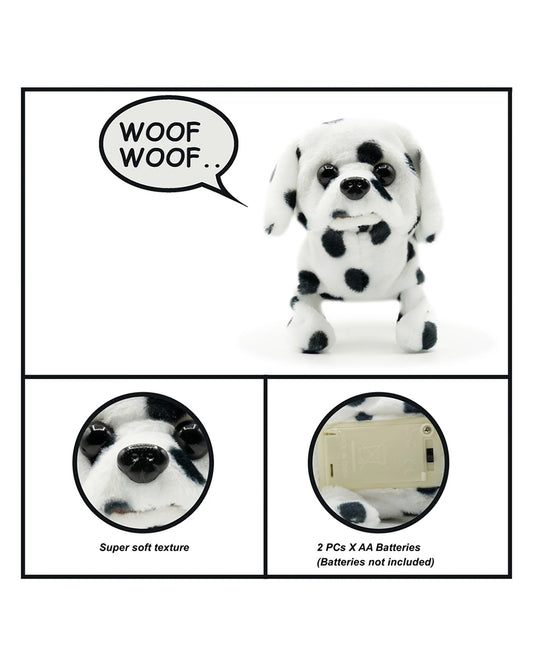 Pugs at Play Spotty The Dalmatian Walking Dog-Stuffed Animal-Realistic Sounds-Safe and Durable-Battery Operated-Interactive Plush Cuddly Toy For Newborn