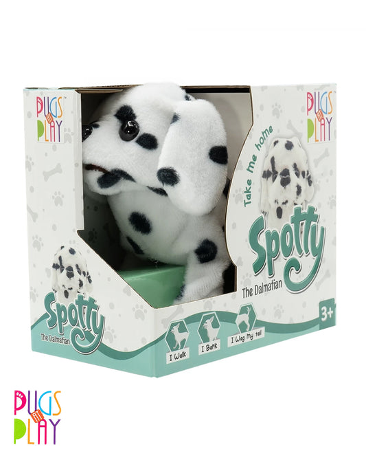 Pugs at Play Spotty The Dalmatian Walking Dog-Stuffed Animal-Realistic Sounds-Safe and Durable-Battery Operated-Interactive Plush Cuddly Toy For Newborn