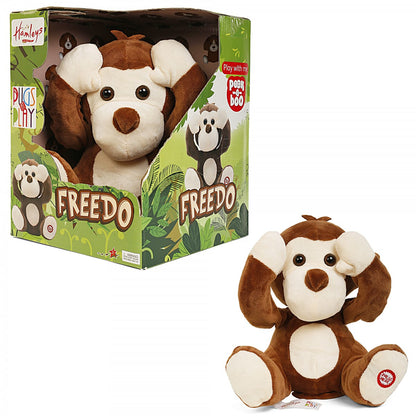 Pugs at Play Peek A Boo Freedo Monkey-Real Animal Sound, Hide Face-Interactive Plush Cuddly Toy For Newborn