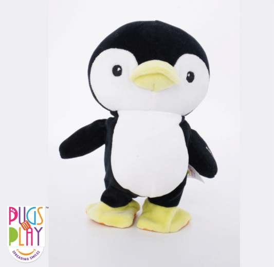 Pugs at Play Skipper Walk N Talk Penguin-Real Animal Sound, Wag Tails-Interactive Plush Cuddly Toy For Newborn