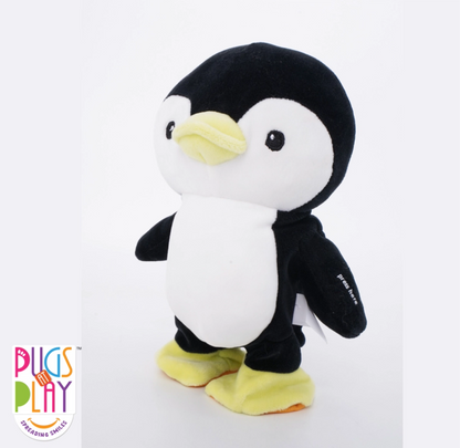 Pugs at Play Skipper Walk N Talk Penguin-Real Animal Sound, Wag Tails-Interactive Plush Cuddly Toy For Newborn