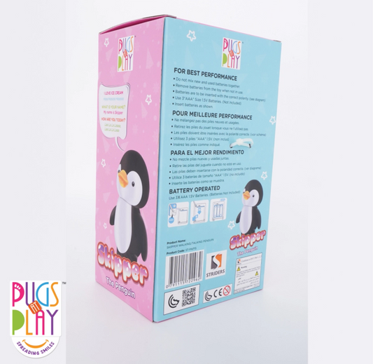 Pugs at Play Skipper Walk N Talk Penguin-Real Animal Sound, Wag Tails-Interactive Plush Cuddly Toy For Newborn
