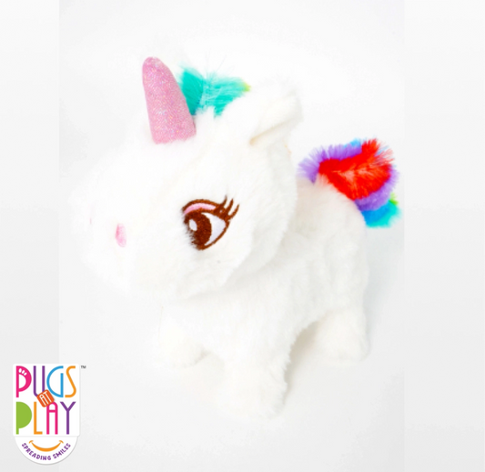 Pugs at Play Sugar Unicorn Cream-Stuffed Animal-Realistic Sounds-Safe and Durable-Battery Operated-Interactive Plush Cuddly Toy For Newborn